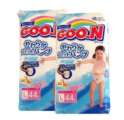 【两袋装包邮】保税区直发 日本大王GOO.N (女宝宝)拉拉裤 L44 (9-14kg) 商品图0