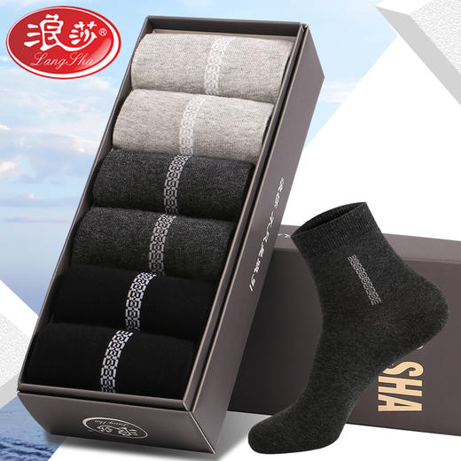 夏季薄款透气浪莎防臭运动袜商务男袜 商品图0