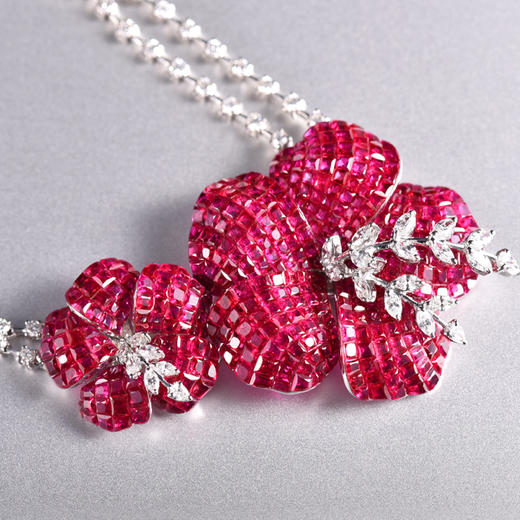 「盛放」红宝石钻石隐形镶嵌项链 商品图2