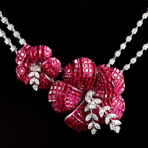 「盛放」红宝石钻石隐形镶嵌项链 商品图1