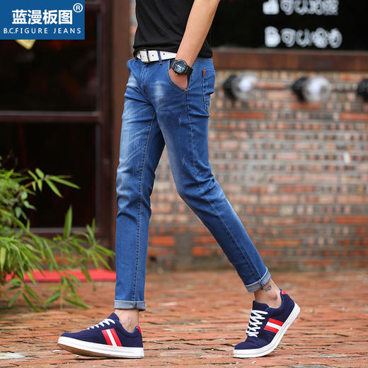【服饰鞋包】九分裤休闲潮流直筒修身9分牛仔裤薄款青少年男裤 商品图0