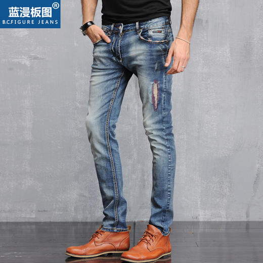 【服饰鞋包】新款牛仔裤男韩版修身弹力男士小脚铅笔裤牛仔裤男装 商品图0