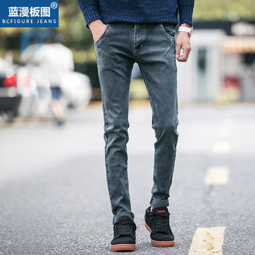 【服饰鞋包】秋冬时尚流行新品男士牛仔小脚长裤潮男铅笔裤青年修身 商品图0