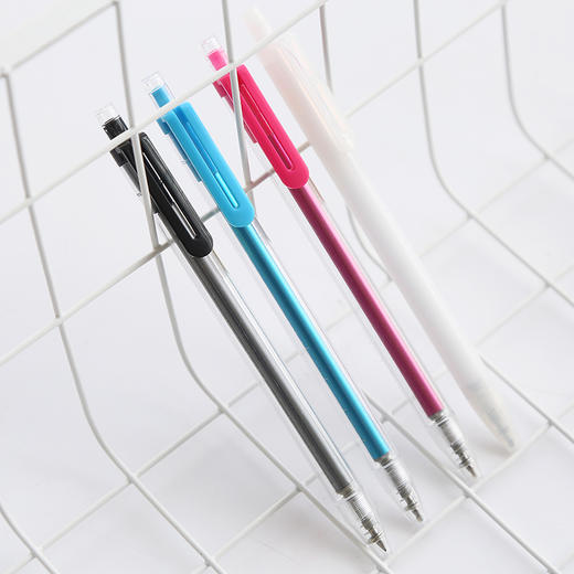 三年二班简约透明按动子弹头中性笔05mm水笔办公签字笔写字笔