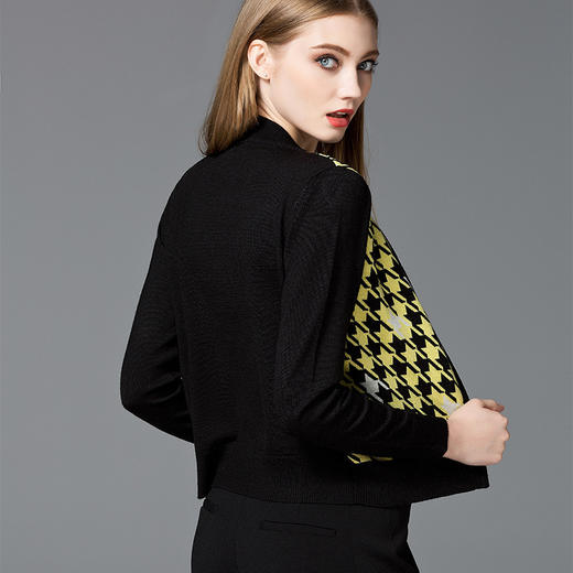 【外套女】秋季新款精品 女装欧美千鸟格毛衣小外套针织开衫 商品图2