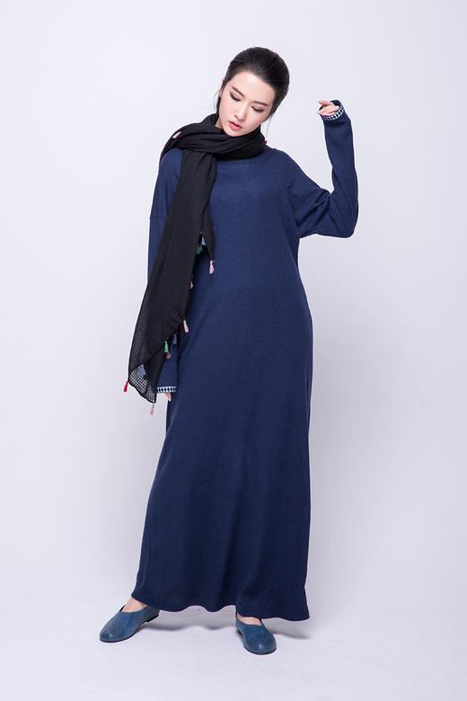 【岩蓝针织超长连衣裙】现货发售 商品图5