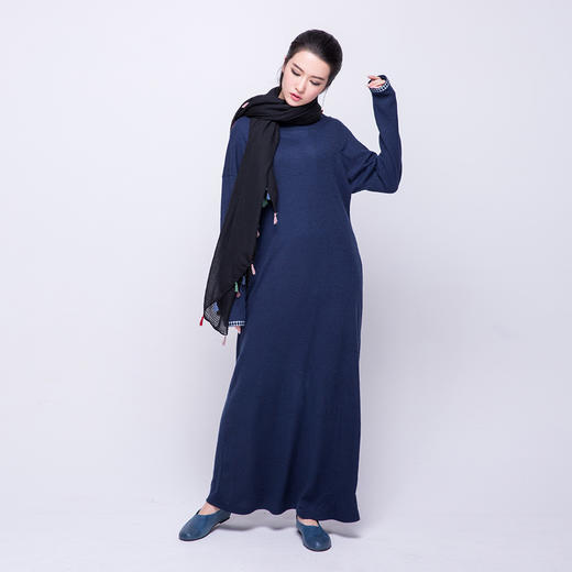 【岩蓝针织超长连衣裙】现货发售 商品图0