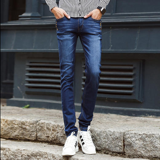 【男士牛仔裤】新款弹力男式韩版牛仔裤青少年时尚修身小脚牛仔裤潮 商品图0