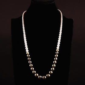 「夜雨」黑白珠渐变长链 60cm