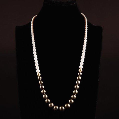 「夜雨」黑白珠渐变长链 60cm 商品图0