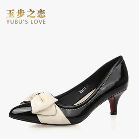 【服饰鞋包】高跟鞋秋款女鞋新款 潮 蝴蝶结低跟女单鞋漆皮尖头女鞋