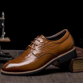 【服饰鞋包】男鞋鳄鱼纹正装商务系带男士皮鞋