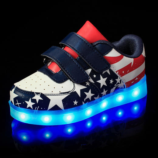 【板鞋】夏季款USB充电七彩led灯光夜光荧光男女儿童发光鞋板鞋 商品图0