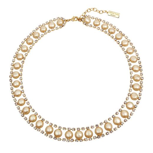 英国品牌martinewester镀12k金宫廷婉约珍珠钻饰造型项链