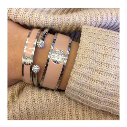 断货｜Dyrberg/Kern－COLOURS系列－PENNIKA萌粉色 手镯（银色）［丹麦设计师］ 商品图1