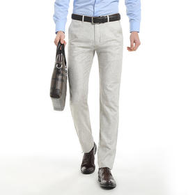 【服饰鞋包】秋季直筒裤修身商务男式休闲裤 亚麻裤男 纯色棉麻复古男裤休闲裤