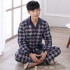 【服饰鞋包】春秋季男士青年休闲开衫长袖睡衣格子简约小翻领套装 商品缩略图0