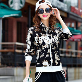 【套装女】运动套装女款时尚休闲运动服韩版潮流印花修身广场舞蹈服