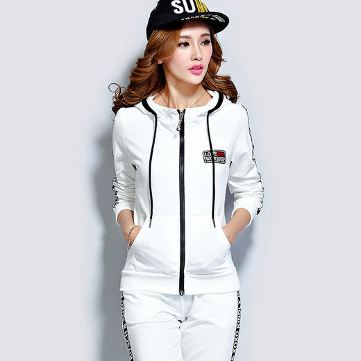 【女士休闲套装】秋纯棉套装连帽运动服 商品图0