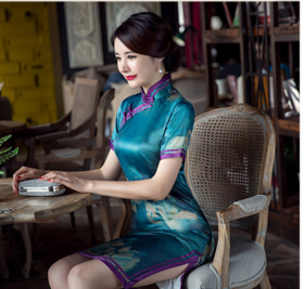 ZA蓝田生玉新品秋装中袖旗袍连衣裙