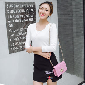 【服饰鞋包】韩版秋冬装长袖t恤纯棉修身打底衫女装V领链条百搭显瘦上衣