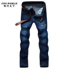 【牛仔裤男】男式牛仔裤秋季新款青年直筒长裤韩版修身弹力裤休闲低腰日系潮