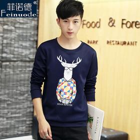 【服饰鞋包】菲诺德男装 秋季新品长袖t恤男 青年卡通印花男式圆领