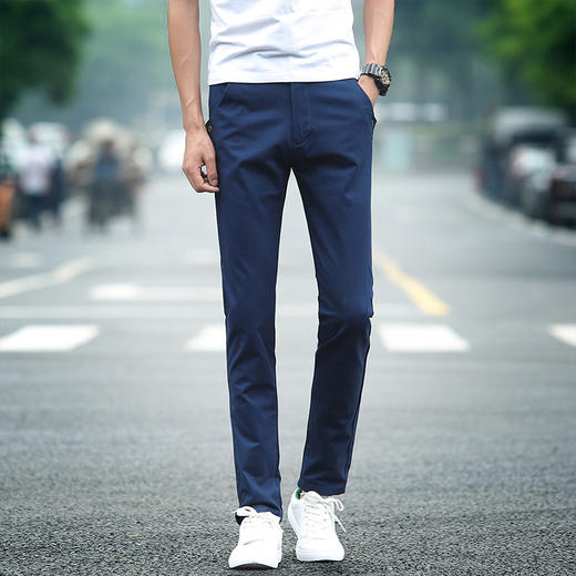 【服饰鞋包】男装 夏季新款时尚休闲裤 男青年韩版修身纯棉长裤子 商品图0