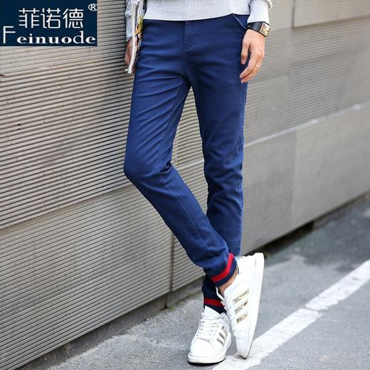 【服饰鞋包】菲诺德男装 秋季新款纯棉休闲裤男 纯色修身小脚裤男士长裤 商品图0