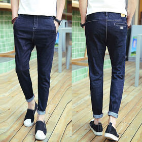 【服饰鞋包】秋冬新款男式牛仔裤男韩版 松紧腰小脚牛仔九分裤男生学生裤