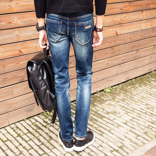 【服饰鞋包】男式牛仔裤男韩版潮 潮流修身小脚男生牛仔九分裤男秋款 商品图0