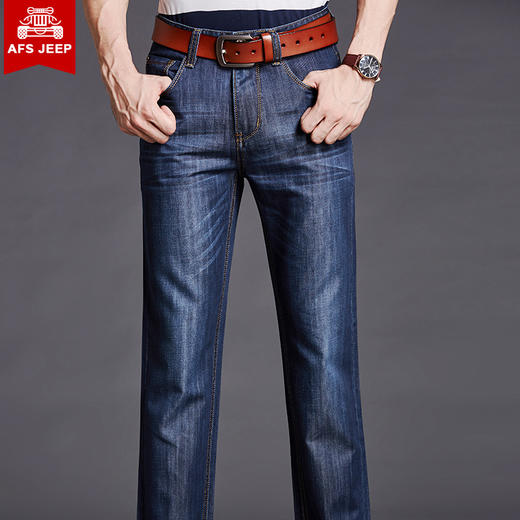 【牛仔裤男】战地吉普秋款商务休闲男裤 宽松直筒大码牛仔裤长裤 商品图0