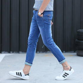 【服饰鞋包】新款男式牛仔裤 韩版修身直筒牛仔九分裤男 青年百搭款