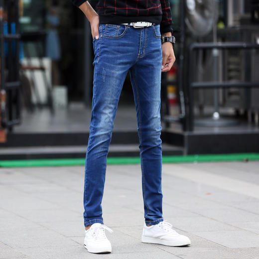 【牛仔裤男】秋季新款棉弹力修身小脚男士牛仔裤男装式休闲长裤 商品图0