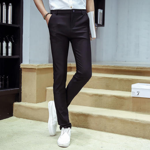 【男士休闲裤】秋季新款休闲裤男士修身小脚男裤男装纯色长裤弹力裤子 商品图0
