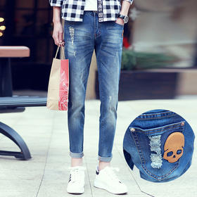 【服饰鞋包】春夏新款修身小脚牛仔九分裤韩版男装休闲牛仔裤男士9分男裤