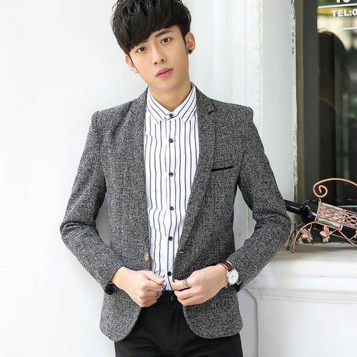 【服饰鞋包】秋季男士休闲西装韩版修身薄款青年小西装外套男便服 商品图0