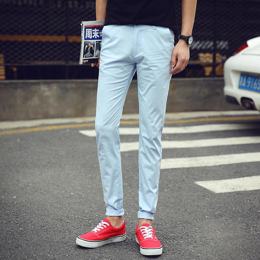 【服饰鞋包】夏季薄款休闲裤男士修身男装长裤韩版弹力铅笔裤青年纯棉小脚裤 商品图0
