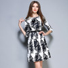 【服饰鞋包】字裙长袖连衣裙女秋季女装印花圆领连衣裙女 商品缩略图0