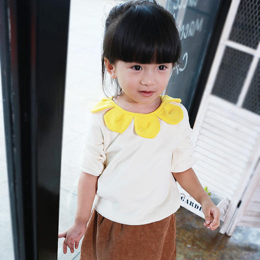 【女童】童装秋季新款女童T恤 韩版时尚太阳花儿童T恤长袖宝宝T恤纯棉 商品图0