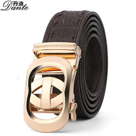 【服饰鞋包】丹迪男士皮带鳄鱼纹质感牛皮青年腰带自动扣商务裤带