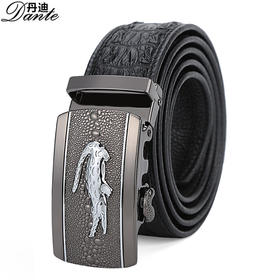 【服饰鞋包】新款皮带商务男士鳄鱼纹牛皮自动扣黑色 腰带定制