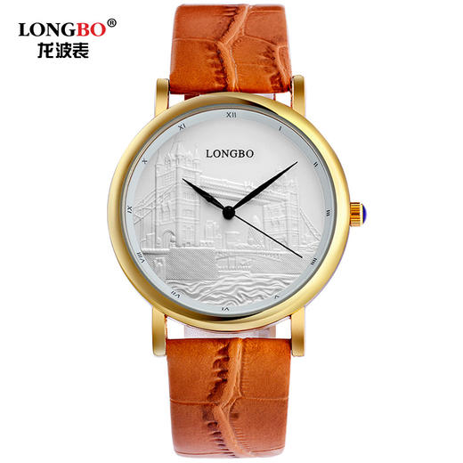 【手表】休闲皮革石英表男款学生伦敦桥防水浮雕镜面情侣手表 商品图0