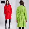 【服饰鞋包】法式立领果绿色系带修身中长款风衣外套 商品缩略图0