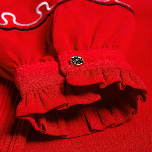 【服饰鞋包】刊菲欧洲站女装秋冬新品褶皱立领上衣气质名媛女式衬衫 商品图4