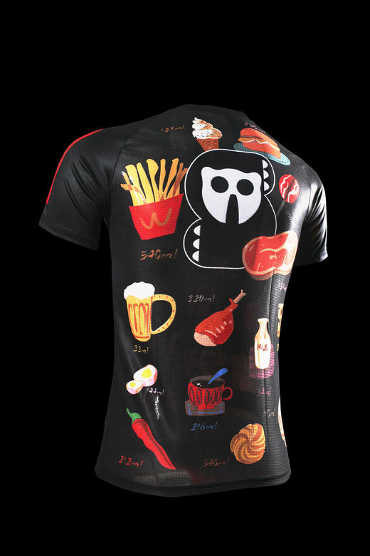 严素跑步TEE,卡路里,男款,黑/粉色,轻量 短袖T恤 速干快干 透气,严素态度 吃货 商品图1