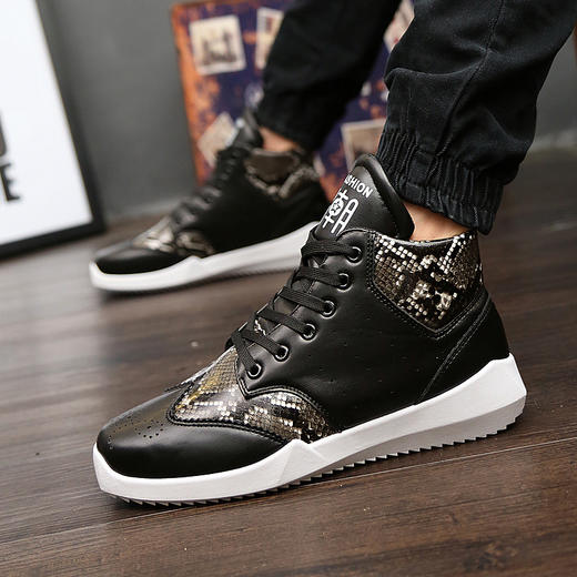 【休闲鞋男】高帮男靴子雕花布洛克个性潮鞋蛇蚊时尚男鞋