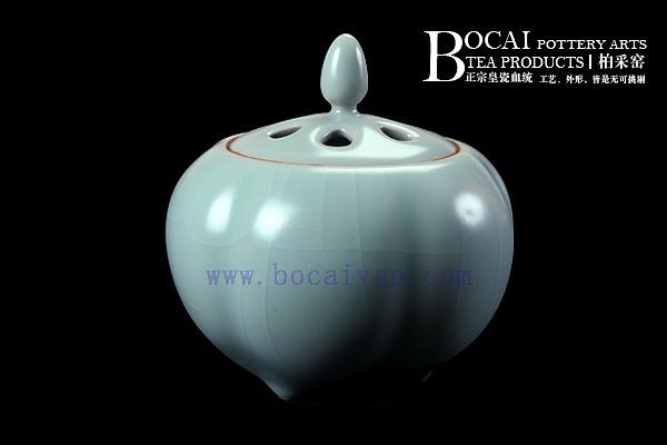 柏采汝窑 xr-101 触尘 豆青老釉印章款