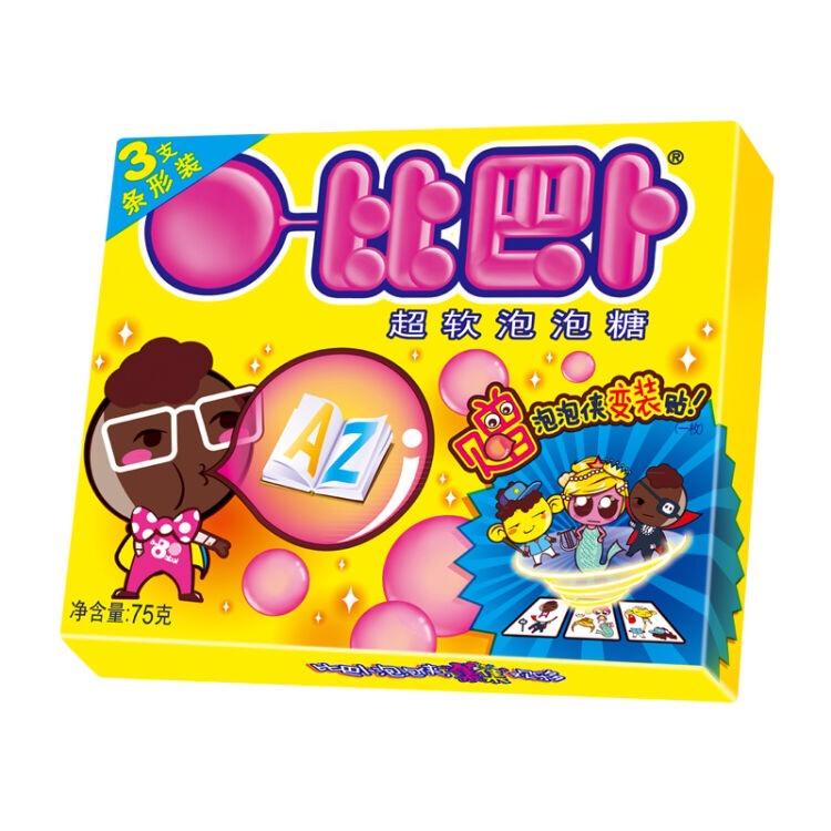 比巴卜超软泡泡糖,旋风组合3支条型装.包装随机发送 75克*12盒