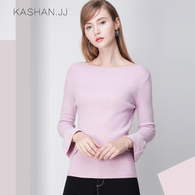 【毛衣女】女装秋冬百搭纯色修身毛衣圆领套头喇叭袖打底衫